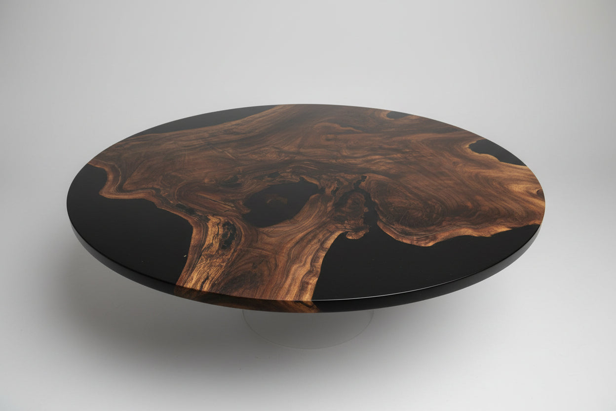 Oval Walnut Epoxy Table
